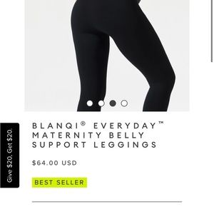 BLANQI® EVERYDAY™ MATERNITY BELLY SUPPORT LEGGINGS size large BLACK